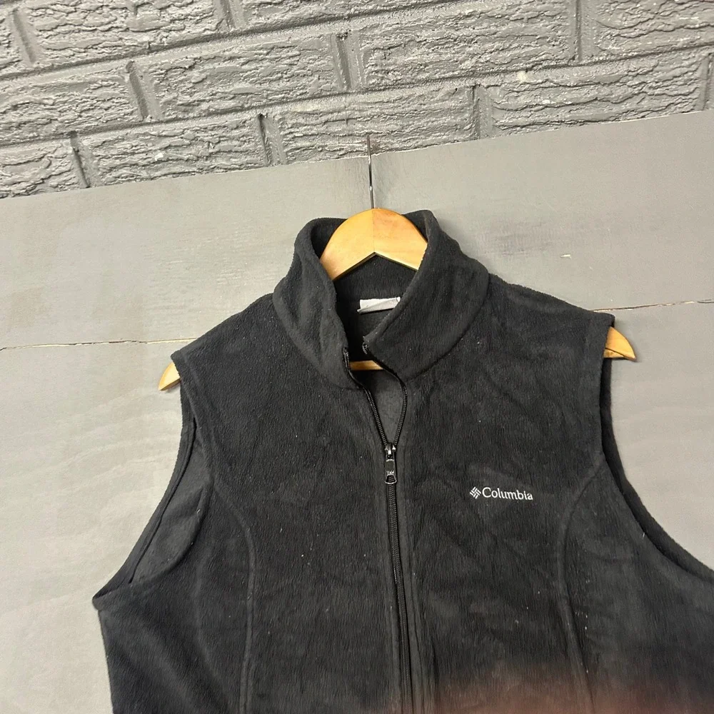 Columbia Mens XL Black Full Zip Fleece Vest Benton Springs Soft Shell Sportswear